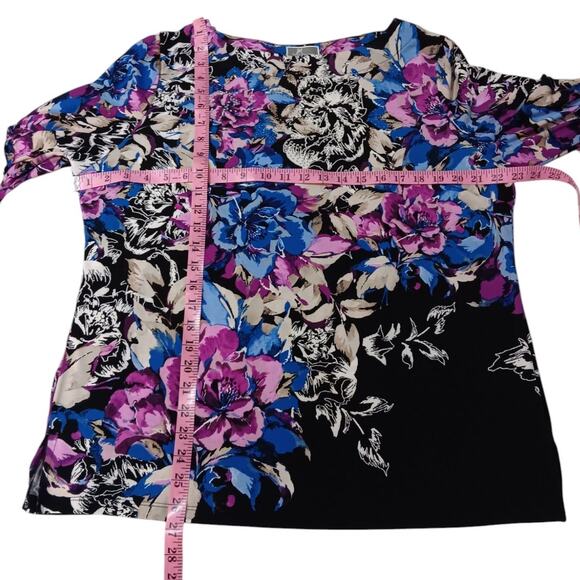 JM COLLECTION Stretchy Top Petite XL Beaded Bling Colorful Floral Work Office‎ - Picture 4 of 7